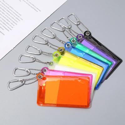 Nový průhledný držák na karty z PVC Candy Color s klíčenkou Mini přenosný obchodní kryt ID Bag