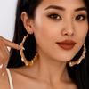 Bamboo Texture Large Round Hoops European-American Statement Circle Earrings  Trendy Jewelry