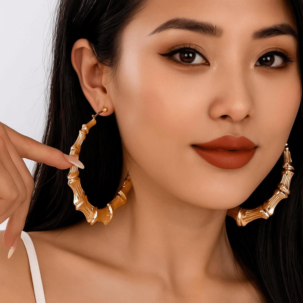 European-American Large Round Hoops Retro Design Statement Circle Earrings  Trendy Jewelry