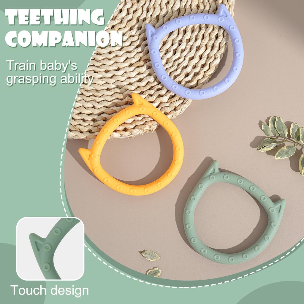 Color Kids 1Pcs Silicone Baby Teethers Ring Cute Shaped Baby Teether Toy BPA Free Molar Chewing Toy Soothing Baby Accessories