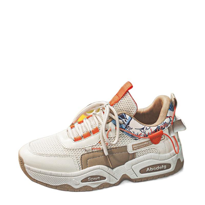 Fashion trendy shoes new 2025 four seasons breathable mesh casual sports shoes versatile men's shoes Korean version low-top dad shoes