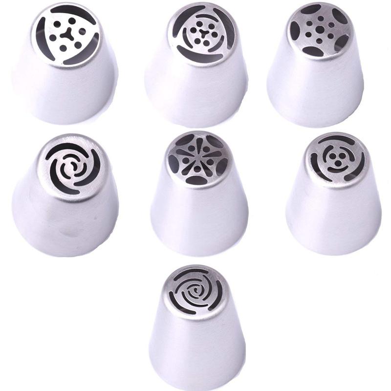 LMETJMA Russian Icing Piping Tips Set Stainless Steel Russian Nozzle Piping Tips With Silicone Pastry Bag JT33