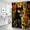Artistic Black Cat Floral Waterproof Mildew-Resistant Shower Curtain - Unique Design for a Stylish Bathroom Décor Experience