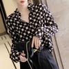 Stilvolle bedruckte Polka-Dot-Bluse Damenbekleidung Pendeln Einreihig Elegant Polo-Kragen Frühling Herbst Koreanisch Lockeres Hemd