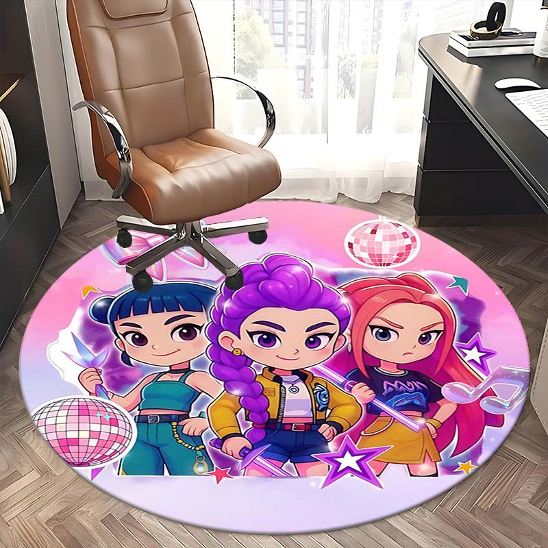 Gacha Life Characters,Virtual Avatars Chair mat Round Rug Office carpet, Machine Washable, Non slip, Suitable for Living Rooms, Bedrooms