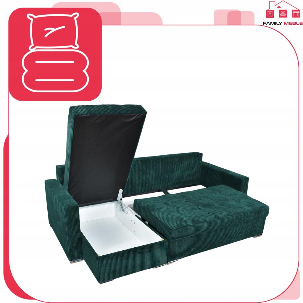 Ecksofa Bonito ausklappbar mit Schlaffunktion Family Meble Cord dunkelgrau