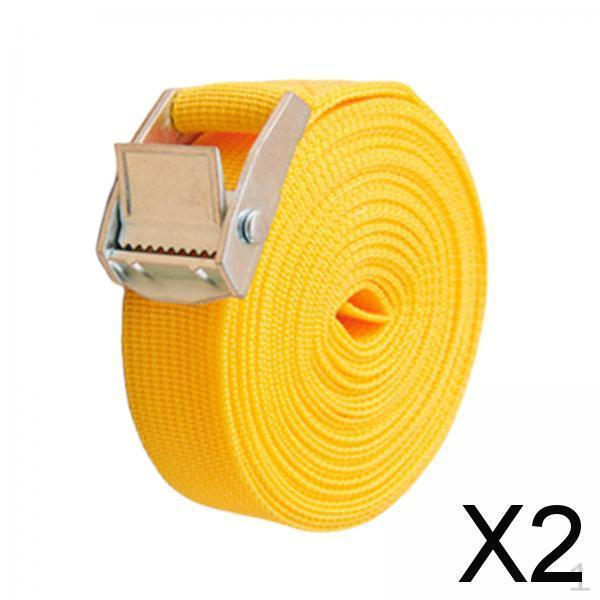 

2x Упаковочный ремень 200смx2,5см Сверхпрочные багажные ремни для грузовиков Груз Желтый