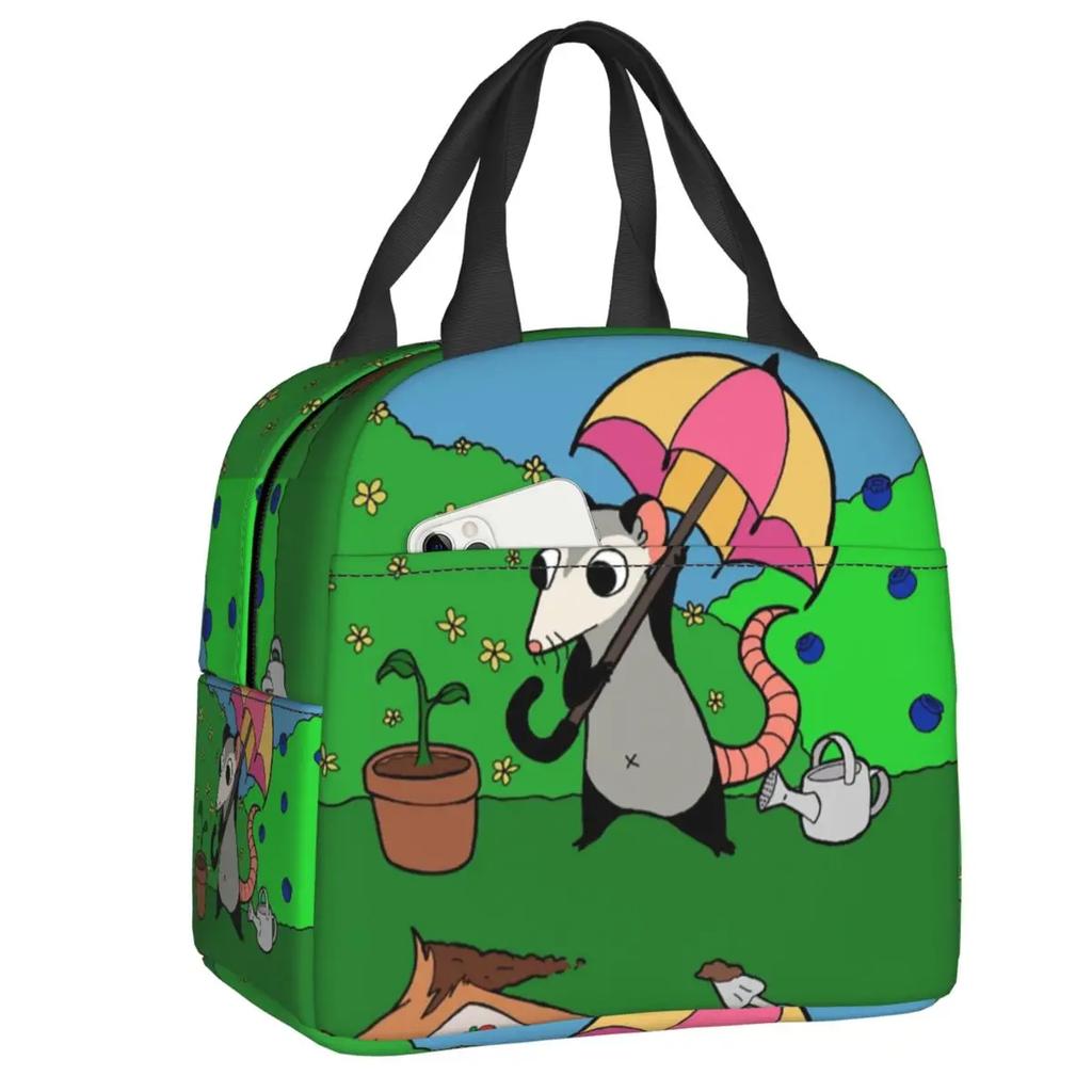 Opossum Insulated Lunch Tote Bag for Women Animal Pet Resuable Thermal Cooler Food Lunch Box Outdoor Camping Travel