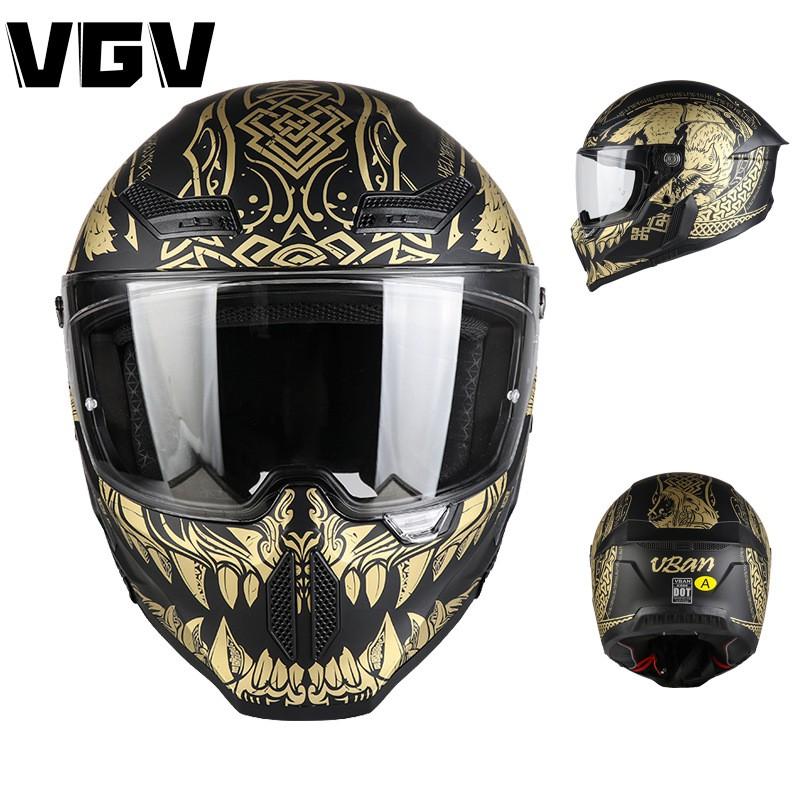 3C Certified Full Face Motorcycle Helmet Men Women Breathable UV Protection Retro Style
