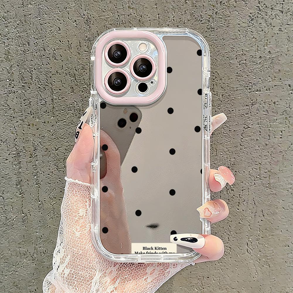 

Fresh Ins Polka dots Pattern Mirror Phone Case For iPhone 17 Air 16 Pro Max 17 15 14 13 12 11 7 8 Plus XS Protection Back Cover iPhone 8