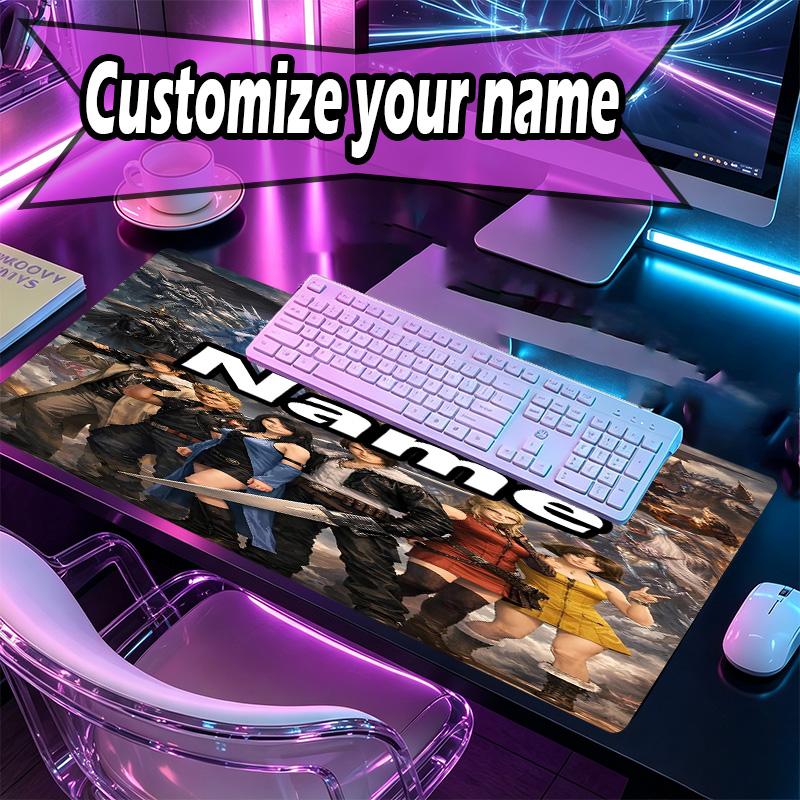 Custom Name Personalized Final Fantasy Pattern Mousepad, Laptop PC Desk Mat, Decorative Desk Mat for Home Keyboard Pad Gift