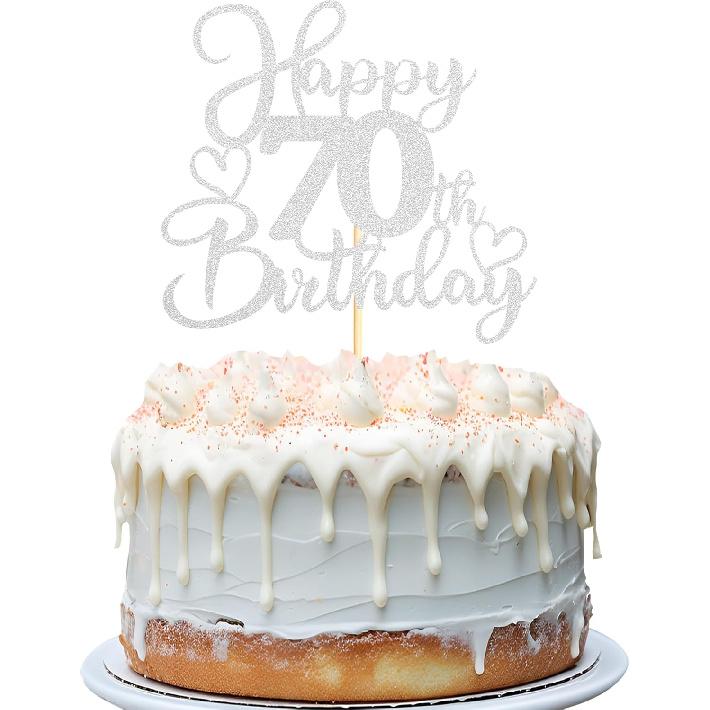 Sotpot 1PC Happy 18th Birthday Cake Topper Double-sided Silver Glitter Cake Pick Cake Decoration for 18th Birthday Anniversary Party Cake Decorations