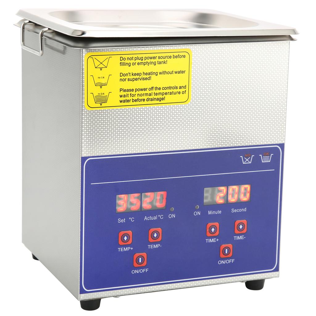 Industrial Ultrasonic Cleaner Digital Stainless Steel Heater Timer Cleaning Equipment 2L PS‑10A