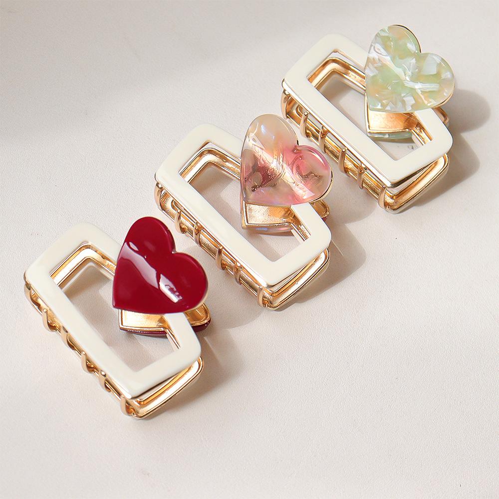 1pc Love Square Hair Clip, Simple Vinegar Clip, Personalized and Fashionable Temperament, Shark Clip Hair Clip Headband