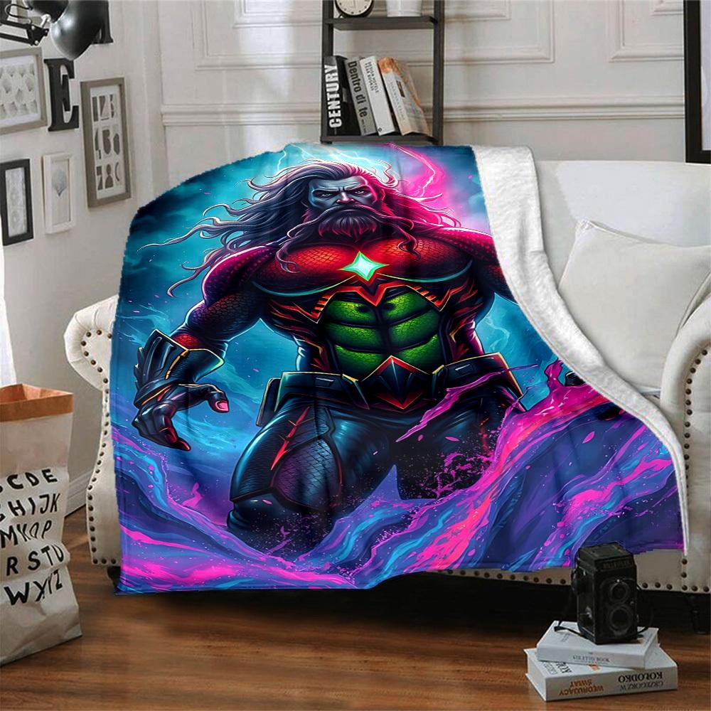 1pc Aquaman, Superhero Blanket | Polyester Fiber, All-Season Comfort for Sofa, Bed, Office, Car, Camping yy251021152