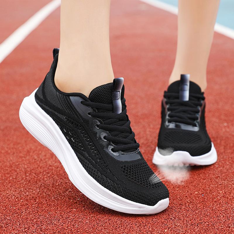 Spring and Summer Casual Sports Shoes Women's Flying Woven Mesh Breathable Ultra-light Soft Toilet Bottom Non-slip Shoes Student Running Shoes