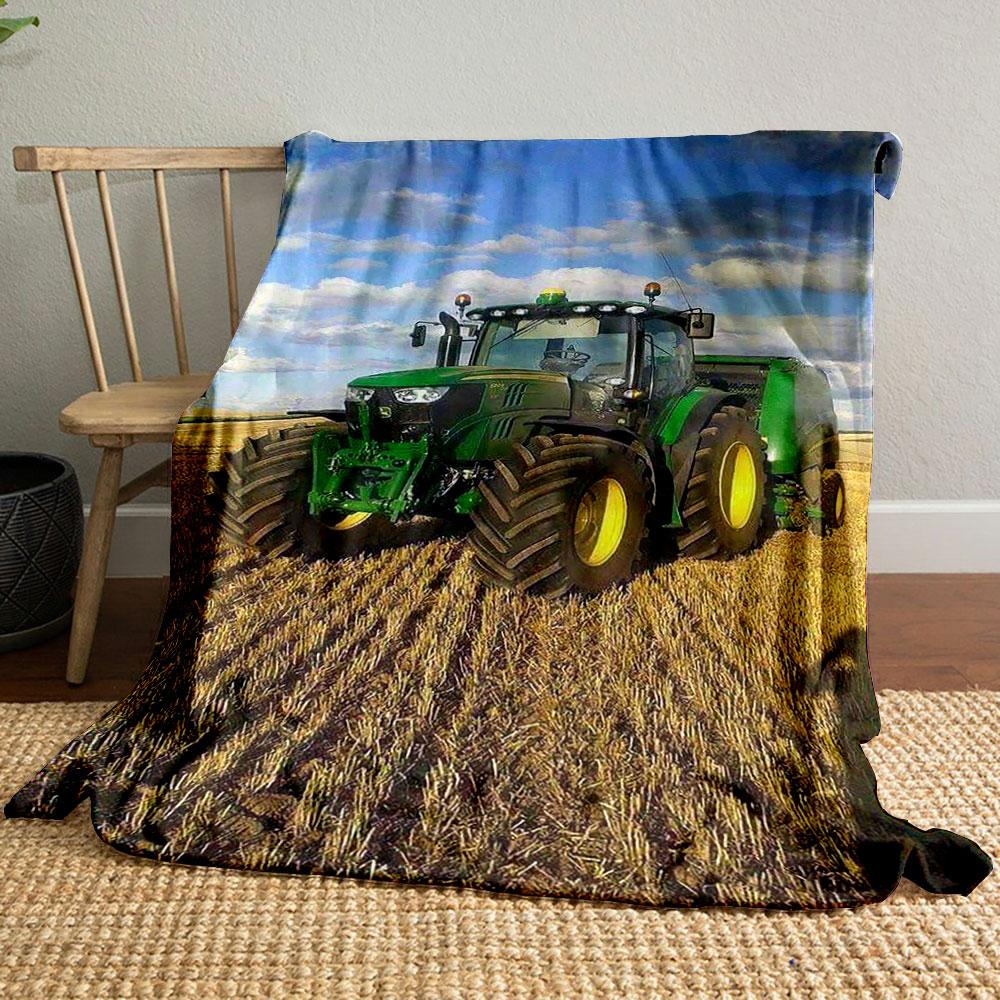 

Green Farm Tractor Blanket Printed Blanket for Living Room Bed Couch lunch break Soft Cozy Blanket for Friend s festival Gift 80cm x 120cm
