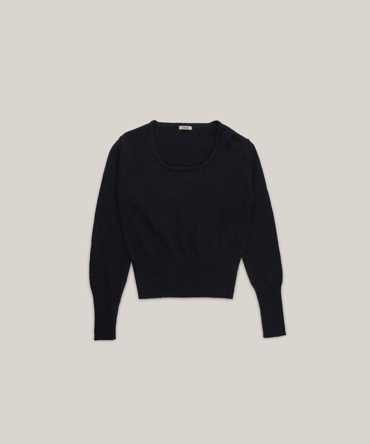 Auro Squared Neck Wool Knit [ Black ]