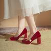 Autumn and winter new red high-end Mary Jane high heels wedding shoes women's show he wedding dress bride shoes single shoes