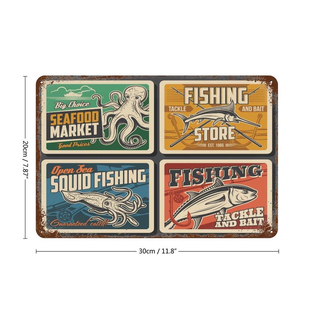 1-Pack shabby retro metal sign panel, 20×30cm and 30×40cm, rustic wall decor for garage, cafe or living room