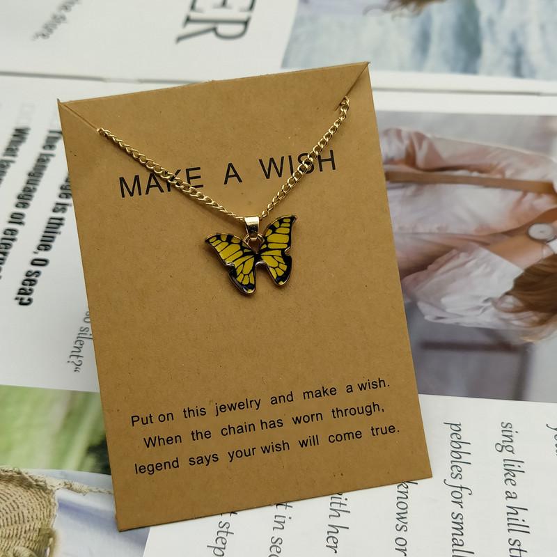 Korean Fashion Cute Butterfly Pendant Necklace for Women Golden Color Statement Necklace Zircon Gifts Wholesale Dropshipping