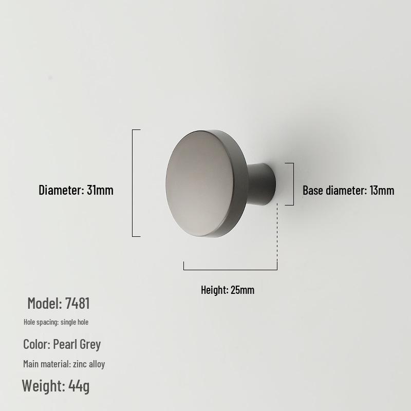 American Minimalist Zinc Alloy Single Hole Handle for Drawer, Shoe Cabinet, Wardrobe - Bright Silver/Gold Finish
