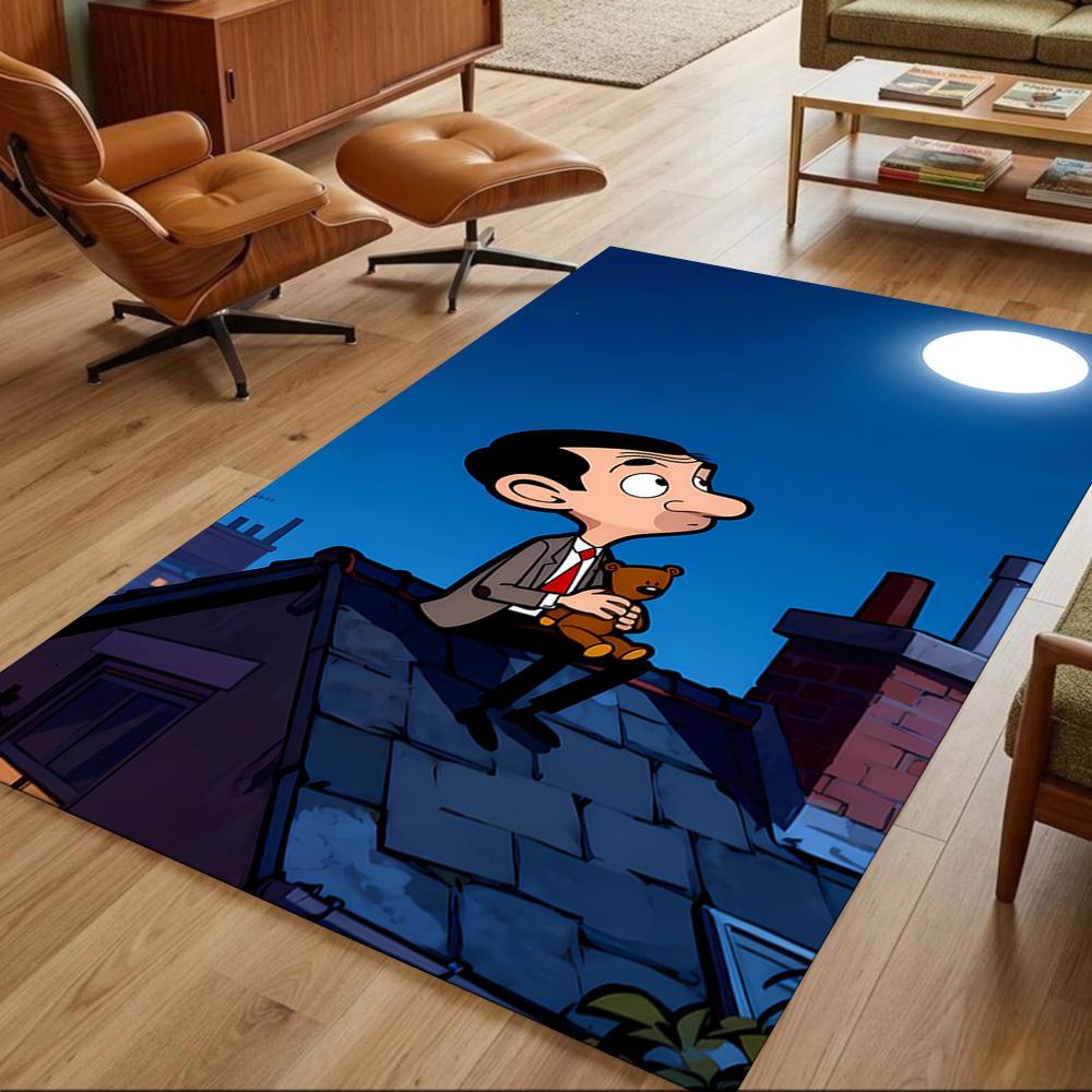 Mr.Bean Expressive Facial Features Cleanable Rug Soft Plush Water-resistant & Washable Corridor & Entryway Bohemian Boho Style Housewarming Gift Idea