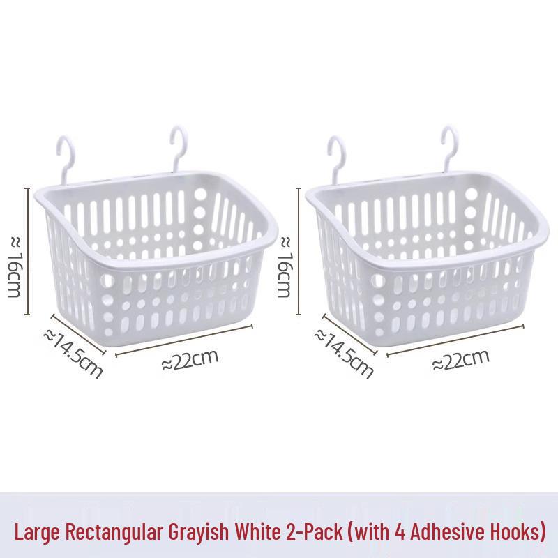 Wall-Mounted Plastic Storage Basket for Kitchen and Bathroom