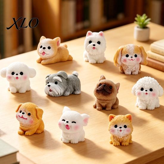 Mini Resin Animal Figurines 2Pcs Dog Figurines, Cute Puppy Miniature Figures, Small Sand Table Scene Props Ornaments for Micro Landscape, DIY Crafts,