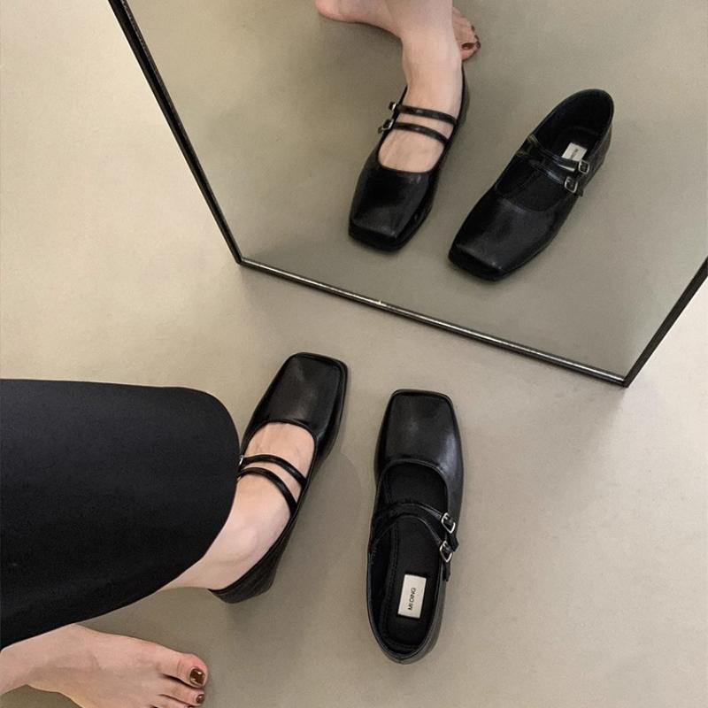 2026 Neue Frühjahrs-Damen Mary Jane Schuhe mit eckiger Spitze, Outdoor-Komfort, Schuhe mit weicher Sohle, Elegante Damen-Flats für Kleider