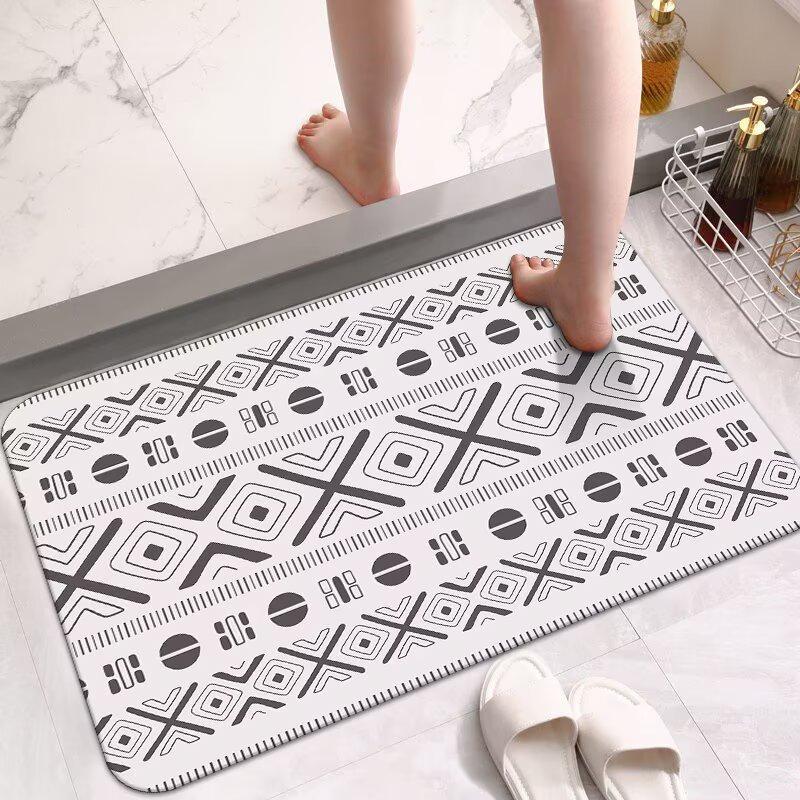 Kieselgur gepolsterter Teppich saugfähige schnelltrocknende Fußmatte Bodenmatte Badezimmertür rutschfest Toilette