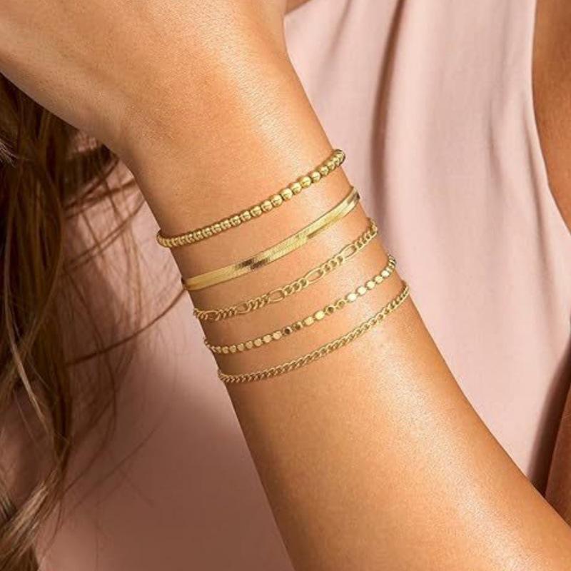 Bohemian Minimalist Women's Hand Jewelry Set: 6 Multi-layer Simple Bracelets