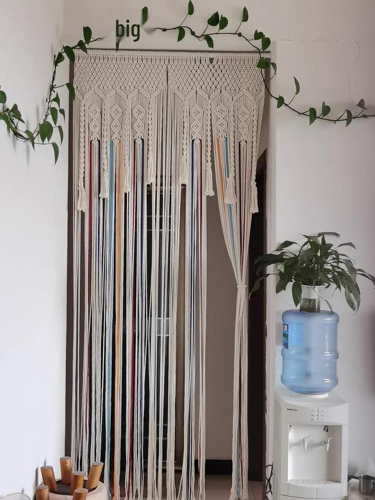 Handmade Woven Cotton Rope Tapestry Door Curtain: Nordic Bohemian Style for Home Decor