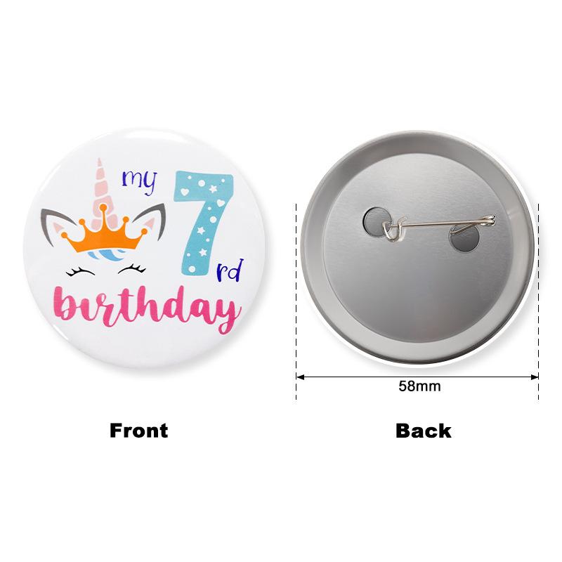 New Unicorn Theme Series Party Badge Baby First Birthday Cartoon Digital Badge 