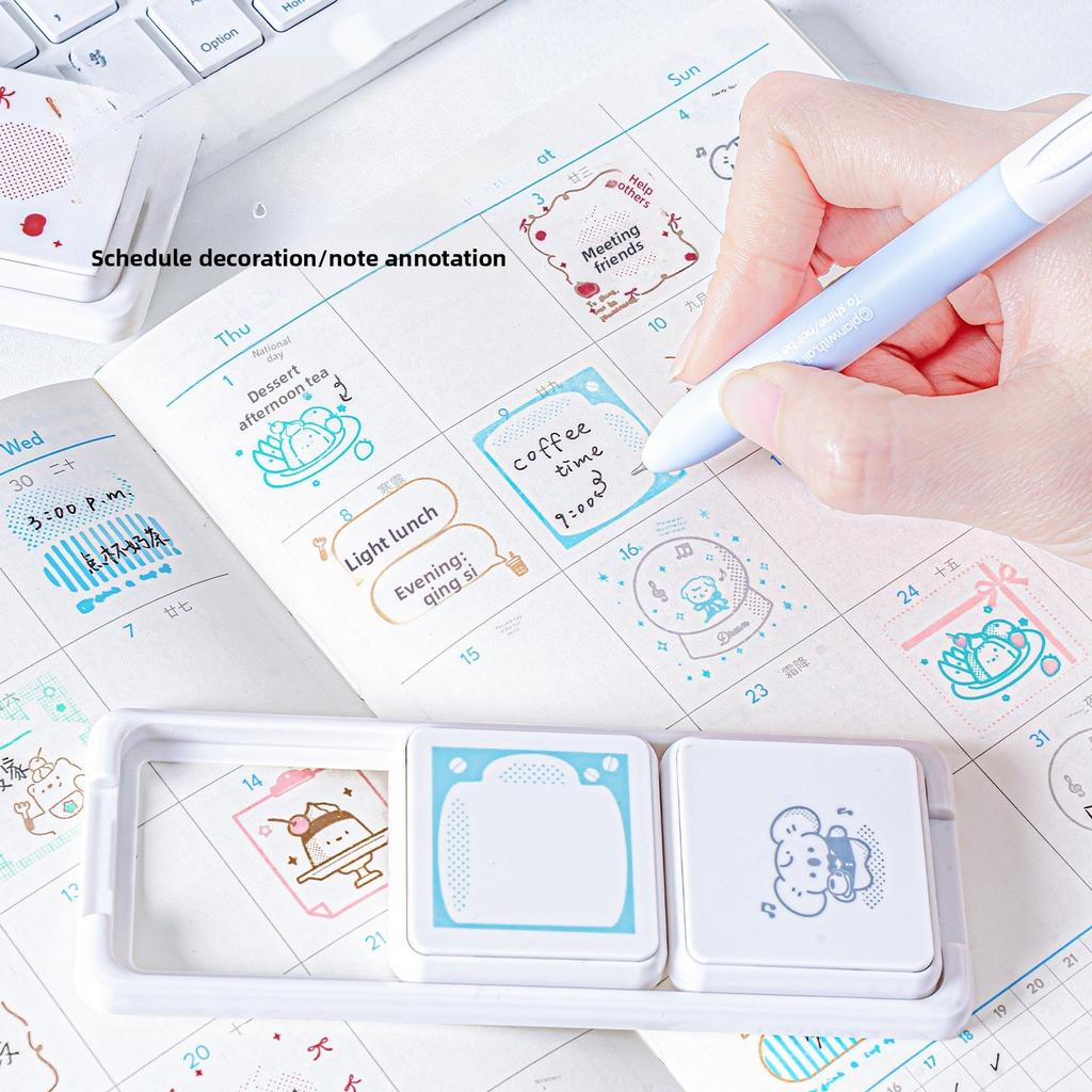 Sliding Stamp Japanese Cute Hand Account Stamp with Sliding Detachable Decorative Annotation Diagram