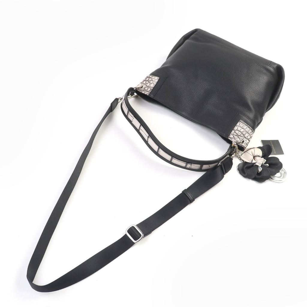 BEAUGRAND Shoulder Bag Crocodile Leather 2-way Handbag with JRA Tag Black Used