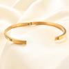 European & American Versatile 4MM Zircon 18K Gold Stainless Steel Titanium Couple Bracelet for Women
