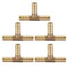 5pcs Brass T 3-Way Hose Joiner Fittings Barbed Connector   Water Oil Gas Fuel (6mm)