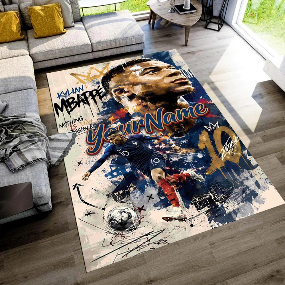 Mbappe Customized Name Carpet Design for Living Rooms Study Room Decorate Room Hallway Anti-slip Rug Decorate Offices Birthday/Christmas Gift
