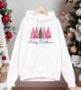 Merry Christmas Pink Trees Pattern Hoodies Male Hip Hop Oversized Hoody Fashion Fleece Clothes Pocket Multicolor Pullovers