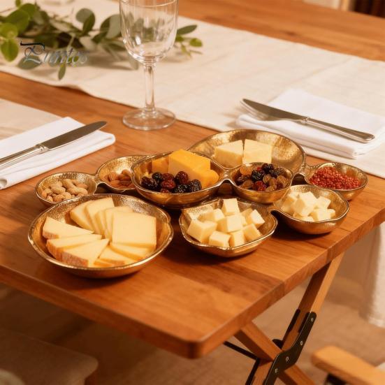 Decorative Dining Plates Cluster Serving Bowl 9-Grid Snack Dish Multi Platter Durable Modern Metal Tabletop Food Tray for Party Gathering Table Decor