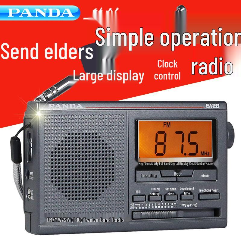 

PANDA 6128 Multi-Band Radio: Ideal for Elderly, Gaokao Listening, Clock Control, Campus Broadcast Standard срібло сірий колір