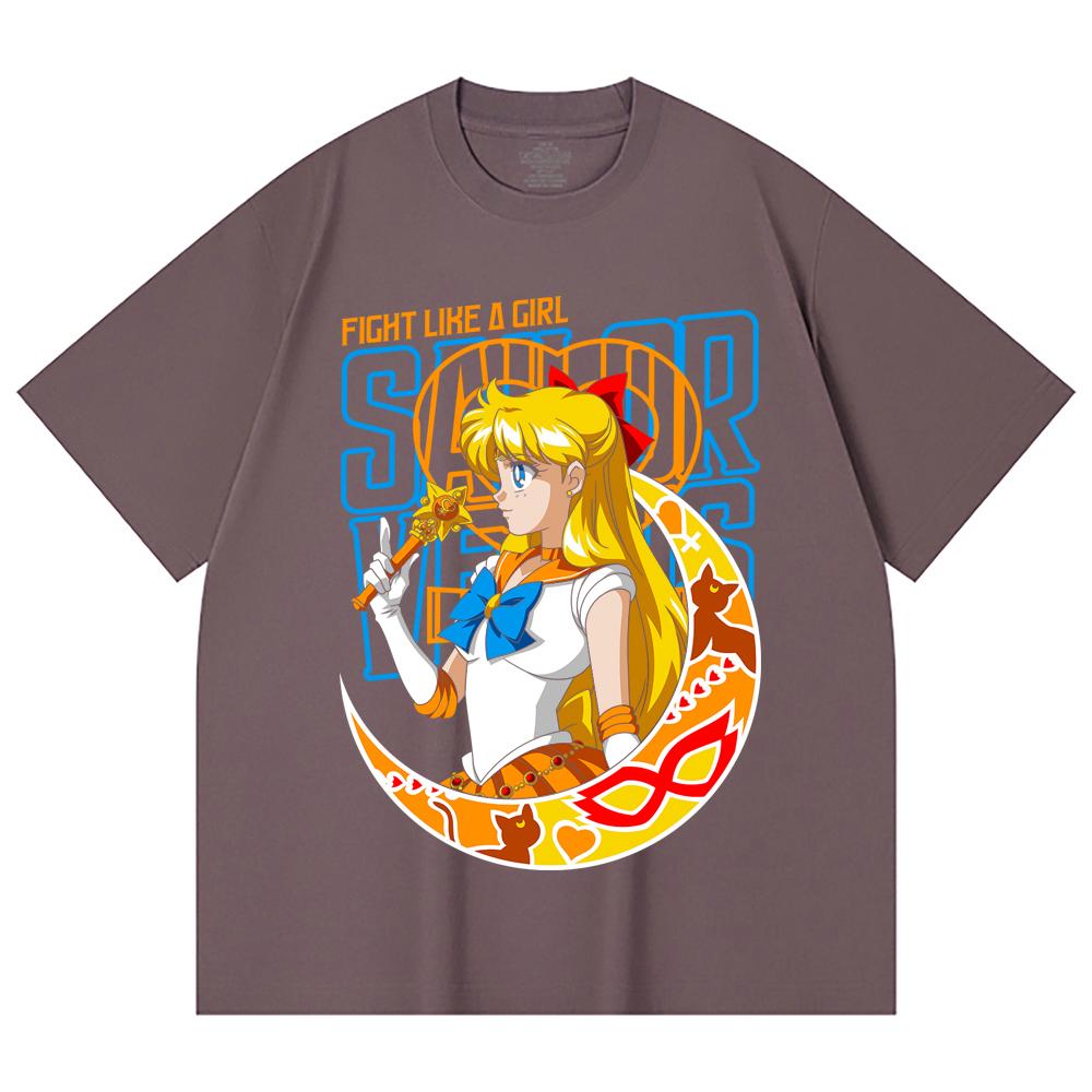 230 Gsm 100% Cotton Sailor Moon V5 Venus Print Unisex Heavy Cotton T Shirt
