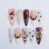European American 3d Christmas Sparkle Snowflake French Long Stiletto Press On Nails For Women