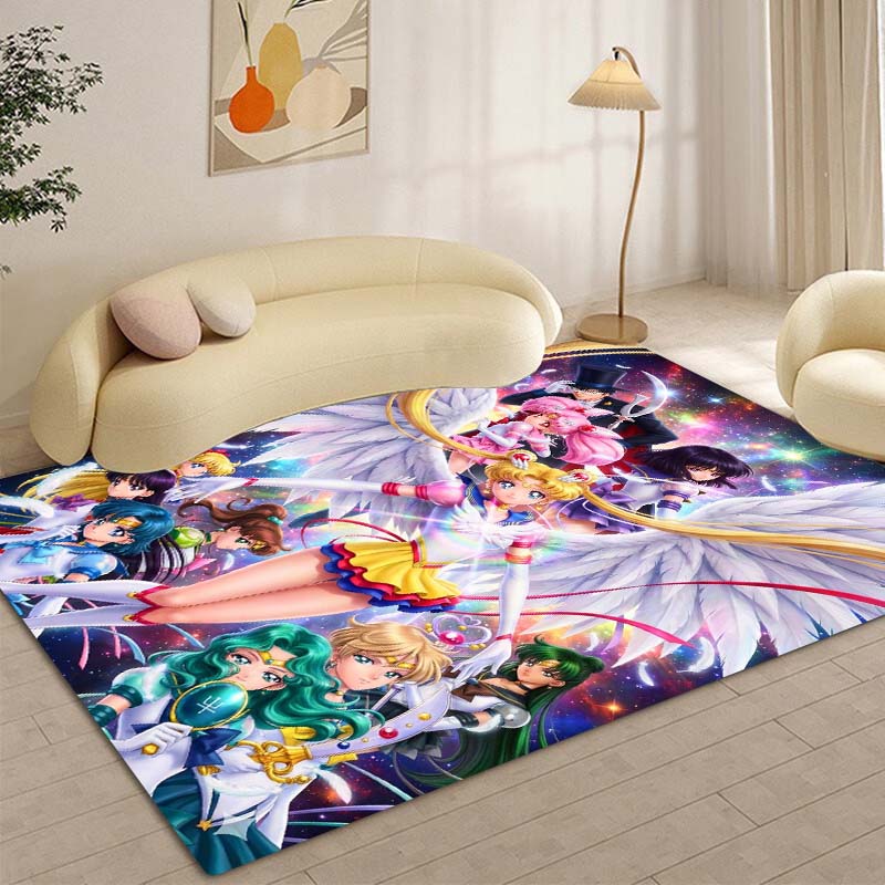 High-definition 3D Sailor Moon anime rug, suitable for bedrooms, living rooms, home sofa decoration, large decorative rug, and