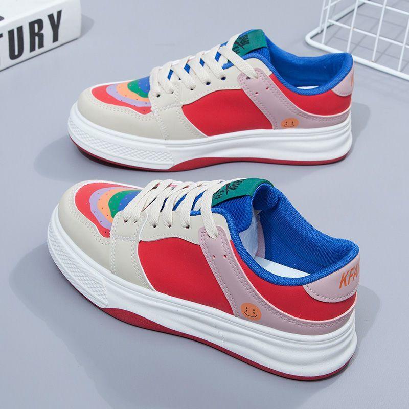 Thick baseplate shoes mandarin duck shoes 22 spring new niche rainbow color matching sports and leisure shoes tide
