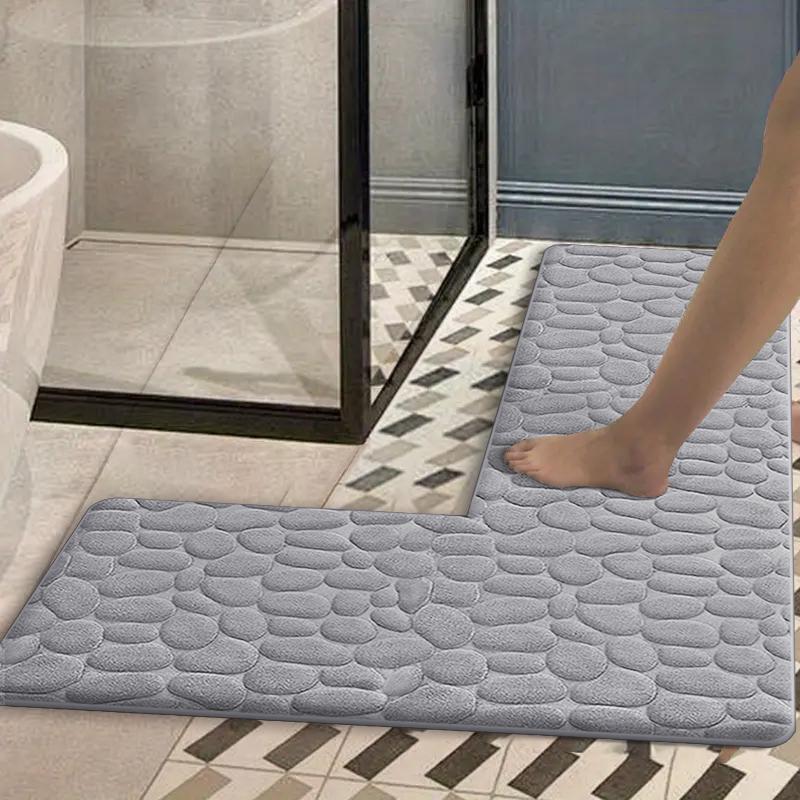 Bathroom absorbent foot mat shower room L-shaped furry flannel bathroom floor mat thick non-slip bathroom mat entrance mat