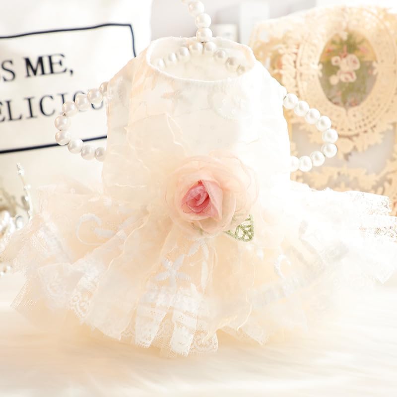 AZA Dog Wedding Dresses Retro for Small Dogs Skirt Lolita Puppy Clothes Rose Flowers Princess Costume Pet Girl Cat Cute Coat Outfits Summer Costumes