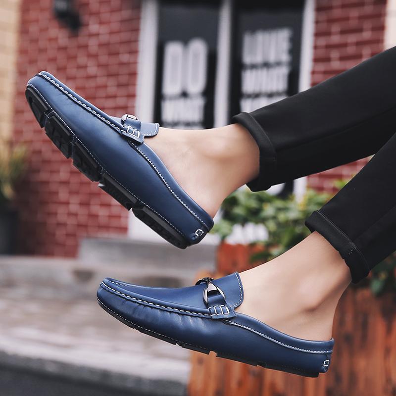 Men Leather Fashion Half Slipper New Arrival All-match Muller Shoes Summer Men Loafers Flats Slippers for Outdoor Men's Shoes