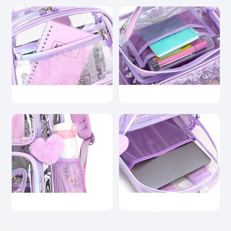Rucsac școlar transparent Rucsac școlar primar Rucsac pentru fată de gimnaziu Rucsac ușor impermeabil